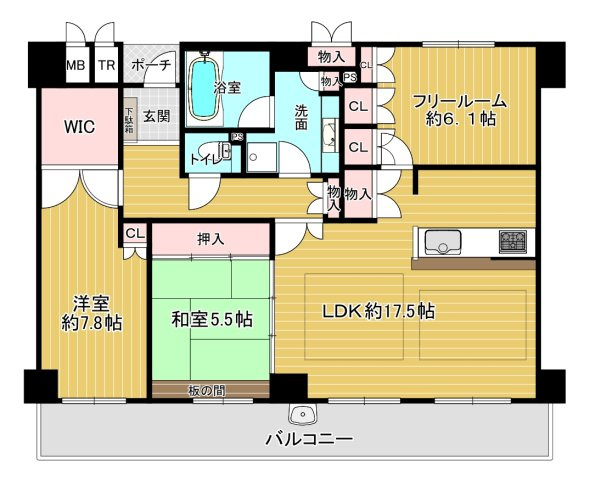 クレール八戸ノ里ソレイユの間取り