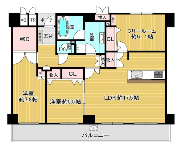 クレール八戸ノ里ソレイユの間取り
