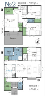 【間取り】 | 【仲介手数料無料！！】日野市新町3丁目　新築戸建て（全6棟）1号棟　5530万円 | 2号棟　建物：100.30㎡