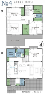 【間取り】 | 【仲介手数料無料！！】日野市新町3丁目　新築戸建て（全6棟）1号棟　5530万円 | 4号棟　建物：96.88㎡