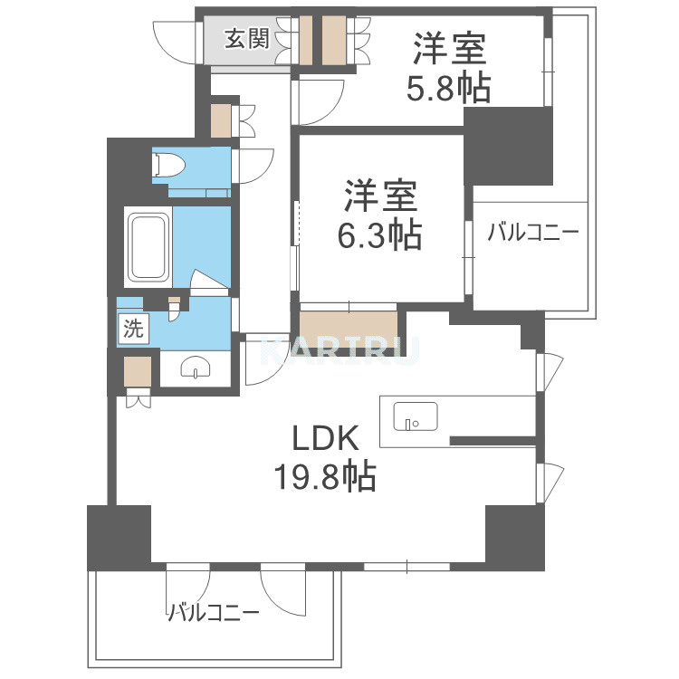 ジオタワー新町の間取り