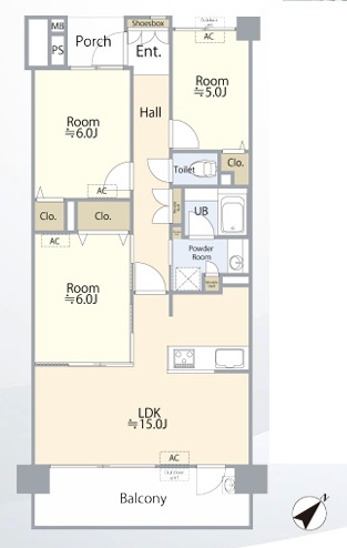 フルリノベーションマンション「ダイアパレス新所沢けやき台」の間取り|各部屋の広さが充実しております。