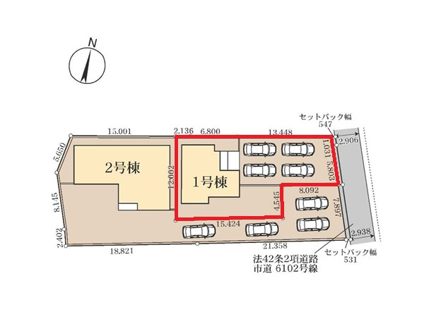 リーブルガーデン  常陸太田市馬場町　3期　1の区画図|4台駐車可能です。気になる他の物件と合わせての現地ご案内も可能です。HPから、またお電話でも、お気軽にお問い合わせください。

