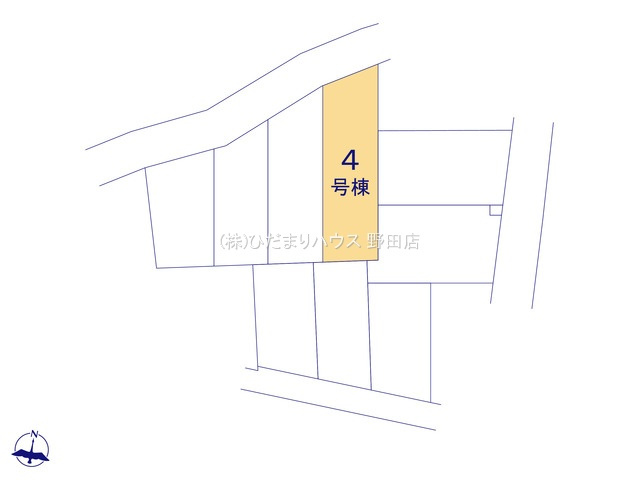 野田市中野台4期　新築戸建　4号棟の区画図|一方 ： 北 5.97m 公道・4号棟
