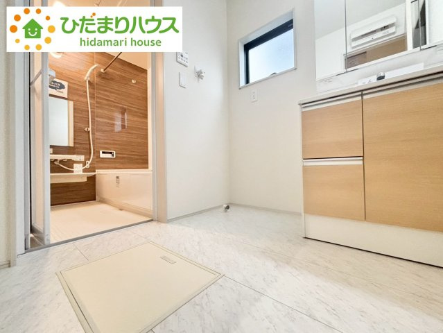 野田市中野台4期　新築戸建　5号棟の脱衣所|床下収納のある脱衣スペース！日用品のストックも出来ます(*´▽｀*)