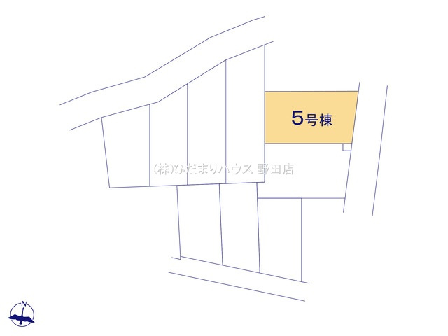 野田市中野台4期　新築戸建　5号棟の区画図|一方 ： 東 6.35m 公道・5号棟
