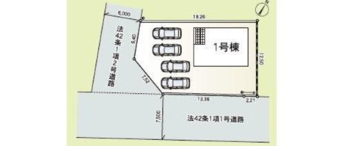 那須塩原市上厚崎第７の区画図|敷地面積：232.10㎡　駐車4台可能
前面道路は6ｍ以上で入出庫や運転も安心です