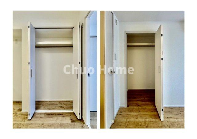 グリーンハイツ金町の収納|居室にはクローゼットを完備し、自由度の高い家具の配置が叶うシンプルな空間です。お子様の成長と必要になる子供部屋を与えるにはぴったりの間取りですね。