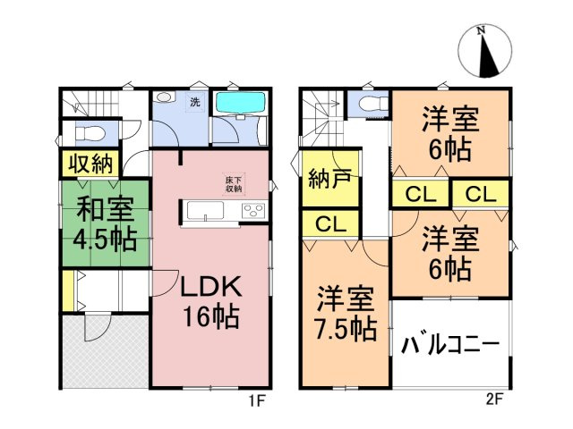 クワイエ　瑞穂市野田新田第1　全2区画分譲の間取り|■2号棟　■ヤマダ不動産　株式会社リライフ　
■夢のマイホーム購入をフルサポートします！