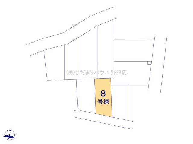 野田市中野台4期　新築戸建　8号棟の区画図|一方 ： 南 3.36m 公道・8号棟
