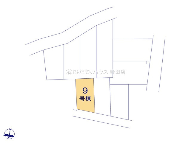 野田市中野台4期　新築戸建　9号棟の区画図|一方 ： 南 3.36m 公道・9号棟
