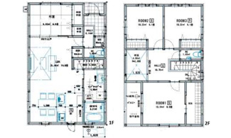 【間取り】 | 廿日市市阿品台1（阿品東駅）全2区画　B棟【エアコン2基付き】【P3台】 | 19帖リビング☆2階3室☆ファミリータイプ4LDK☆クローゼット☆ウォークインクローゼット☆シューズインクローゼット☆