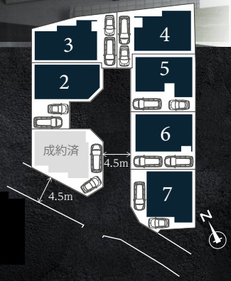 藤沢市鵠沼神明3丁目　新築戸建　全7棟3号棟の区画図