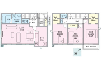 【間取り】 | 廿日市市福面（前空駅）全4区画　NO2 | 17.7帖リビング☆2階3室☆ファミリータイプ3LDK☆クローゼット☆ウォークインクローゼット