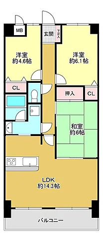 【間取り】 | 藤和ライブタウンなかもず7階（中百舌鳥小学校）