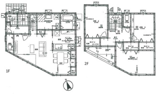 【間取り】 | 安佐南区長束西1（安芸長束駅）全2区画　B棟 | 南向きの間どりプラン☆南向き17.5帖リビング☆2階3室☆3LDK☆シューズインクローゼット☆各居室にクローゼット☆リビング階段☆