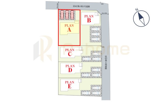 土浦市烏山4丁目　新築戸建て　A号棟の区画図|大きなお買い物だからこそ、メリット・デメリットを伝えさせて頂きます。
R-homeにお任せください♪