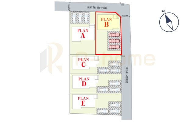土浦市烏山4丁目　新築戸建て　B号棟の区画図|大きなお買い物だからこそ、メリット・デメリットを伝えさせて頂きます。
R-homeにお任せください♪