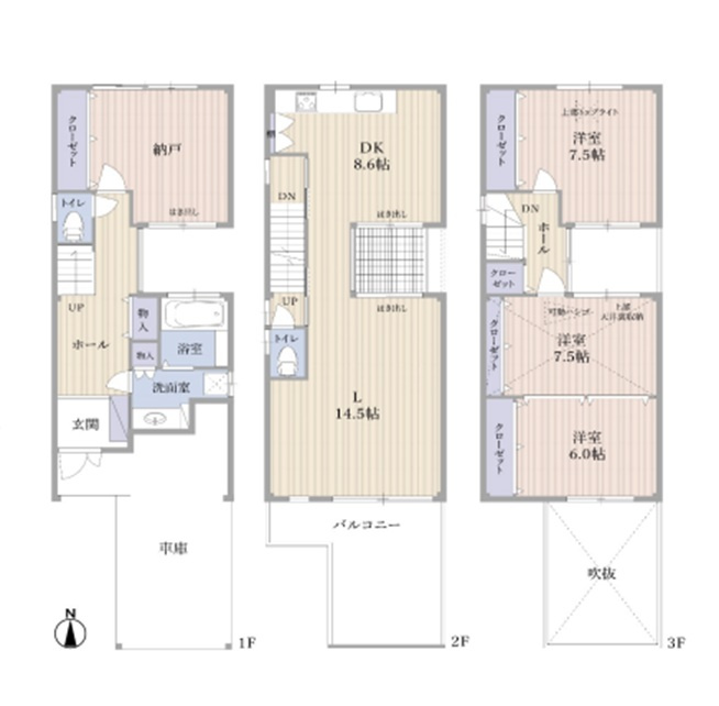 中央区谷町　中古戸建の間取り