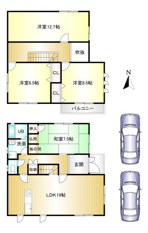 磯城郡田原本町大字宮森の間取り|4LDK　土地面積：146.23ｍ2　建物面積：131ｍ2　駐車2台可