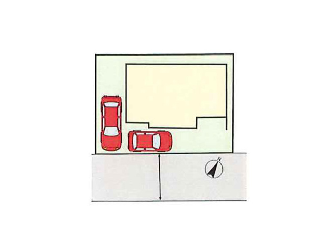 【区画図】 | ふじみ野市桜ヶ丘3丁目　新築一戸建住宅　全1棟　(ふじみ野店) | ご夫婦でお車をお持ちの方も嬉しい2台分のカースペース付き！(車種による)
南東道路に広く面しており、陽当たりも良好です！