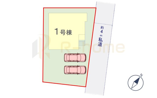 龍ケ崎市立野7期　新築戸建て　1号棟の区画図|大きなお買い物だからこそ、メリット・デメリットを伝えさせて頂きます。
R-homeにお任せください♪