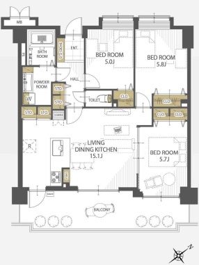 ベルヴィ香椎壱番館の間取り