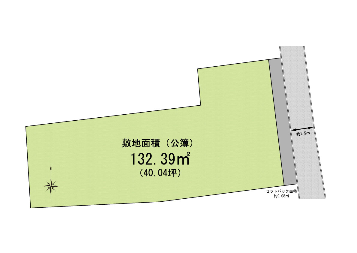 貝塚市名越　建築条件なし土地の土地図