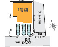 川越駅徒歩圏内　南西道路で日当たり良好の区画図|カースペース3台分