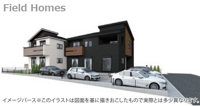 秦野市下大槻新築戸建て　1号棟の外観パース|外観イメージ「秦野市下大槻新築戸建て」