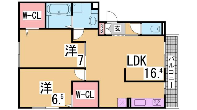 神戸市兵庫区松本通６丁目のアパートの間取り