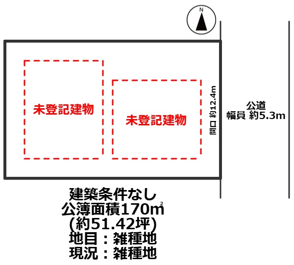 高島市新旭町深溝倉庫付き51坪土地の土地図