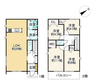 【間取り】 | リナージュ近江八幡小船木町　２４－１期　２号棟