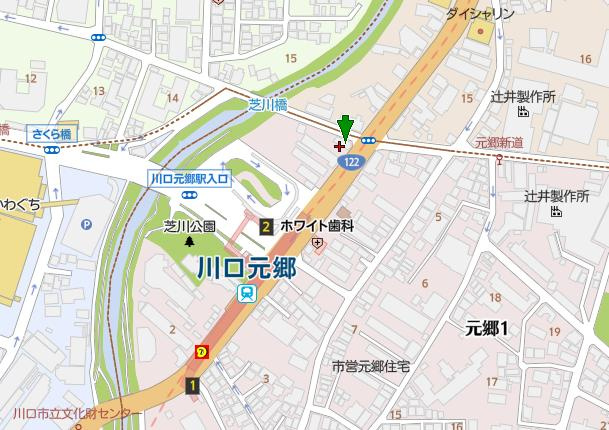 川口市元郷１丁目の賃貸マンションの地図