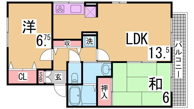 神戸市須磨区大手町５丁目のアパートの間取り