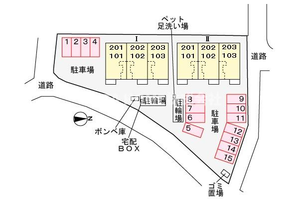 ブリーゼ西岡屋Ⅱの区画図|平面図です＊