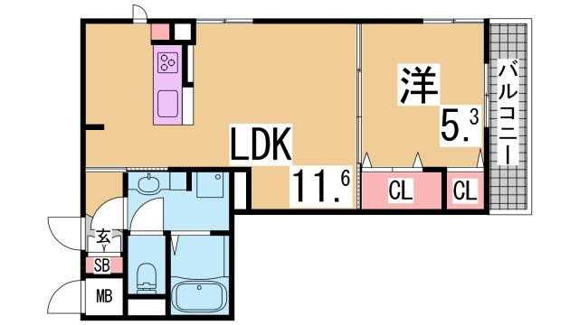 神戸市兵庫区兵庫町２丁目のアパートの間取り