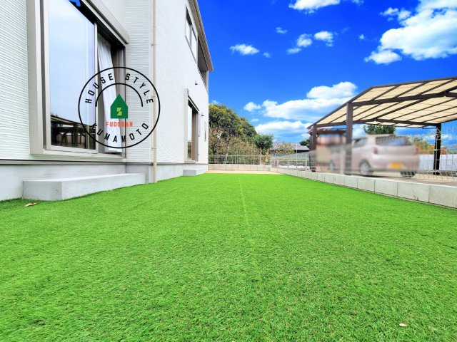 熊本市北区龍田弓削1丁目第1-2棟（B号棟）の庭|お庭で自由な時間を過ごせます。