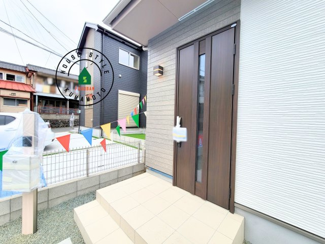 熊本市北区龍田弓削1丁目第1-2棟（B号棟）の外観：施工例|おでかけの時も帰った時も、「我が家」を最初に感じでもらえる素敵な空間に。