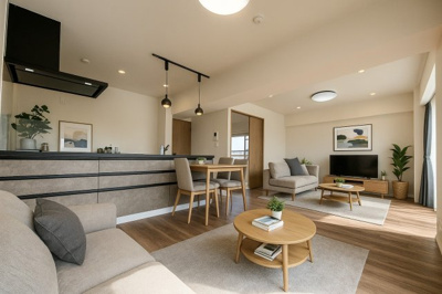 【居間・リビング】 | グリーンタウン茨木6番館 | ※家具はAIにて配置しております。