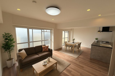 【居間・リビング】 | グリーンタウン茨木6番館 | ※家具はAIにて配置しております。