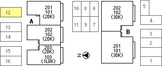 リーセントミュールA棟の区画図