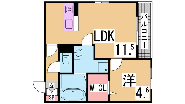 神戸市兵庫区芦原通４丁目のアパートの間取り