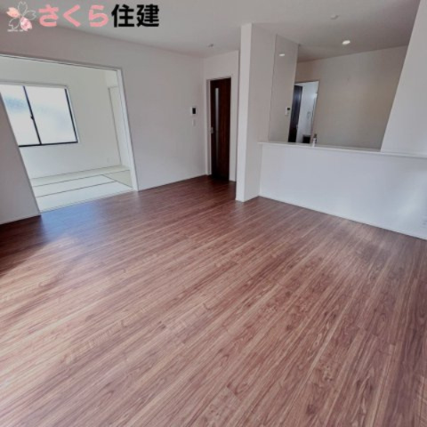 リーブルガーデン宇都宮市鶴田町第22　１号棟の居間・リビング|対面キッチンで家族の様子を見守りながらお料理が出来ます。