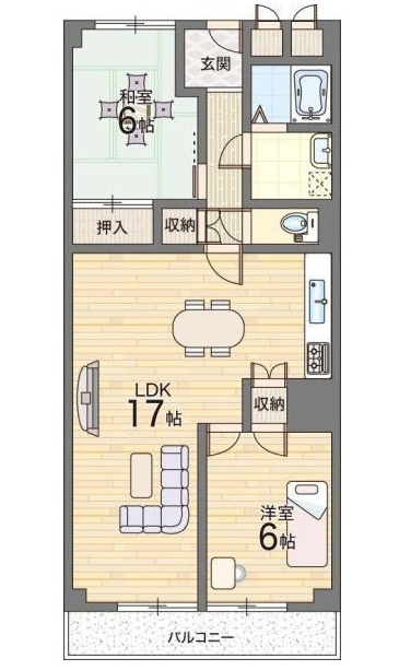 日商岩井京橋ハイツ　5階の間取り
