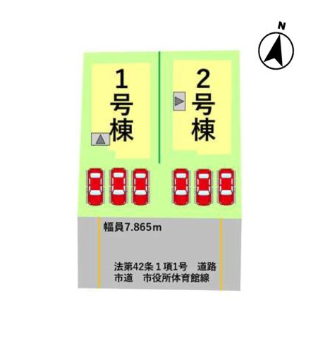 菊池市隈府第3-2棟（1号棟）　の区画図|配置図（1号棟）
