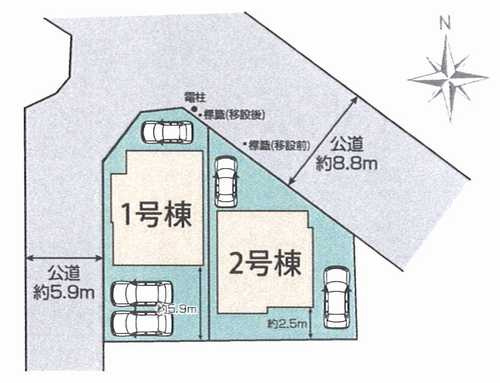 海老名市国分寺台1丁目　新築戸建全2棟　1号棟の区画図