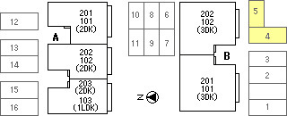 リーセントミュールB棟の区画図