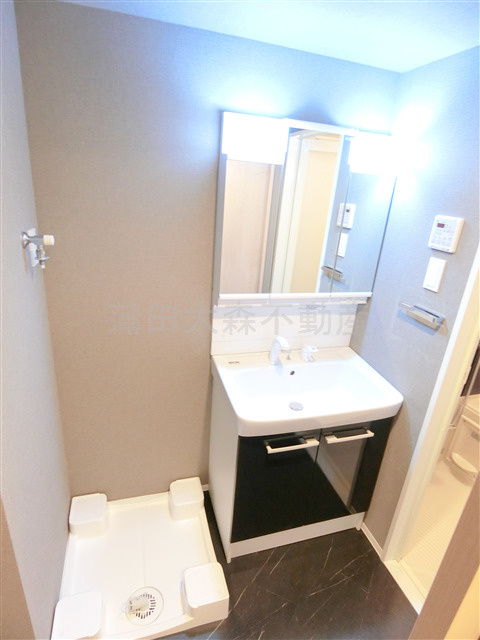 S-RESIDENCE大森bresaの洗面所|洗面脱衣所　3面鏡の独立洗面台