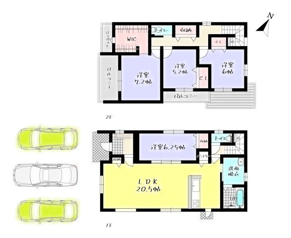 Adoble+ーアドブル＋小倉南区湯川新町4丁目5期　【小倉南区　新築戸建て】の外観パース|Adoble+ーアドブル＋小倉南区湯川新町4丁目5期　【小倉南区　新築戸建て】
